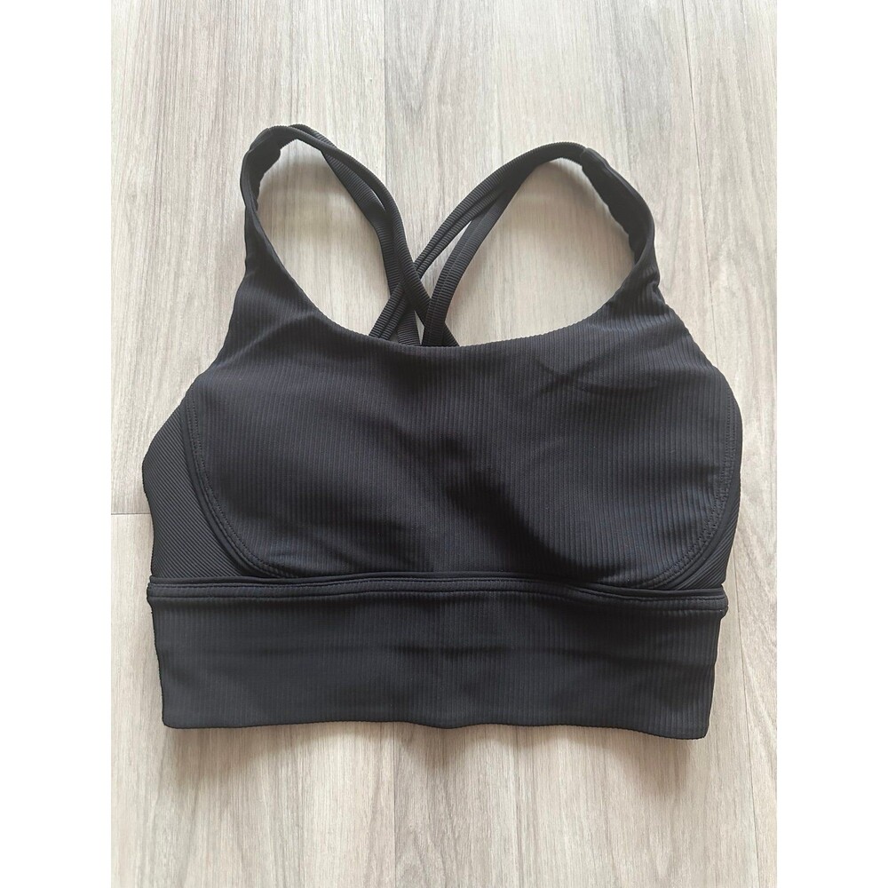 Lululemon Black Long Line Ribbed Energy Bra size 4